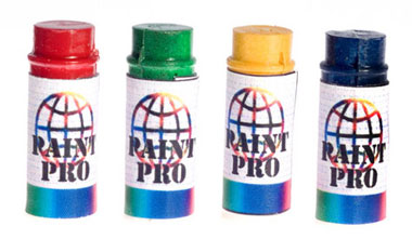 Dollhouse Miniature Pro Paint Spray Cans, 2 Assorted
